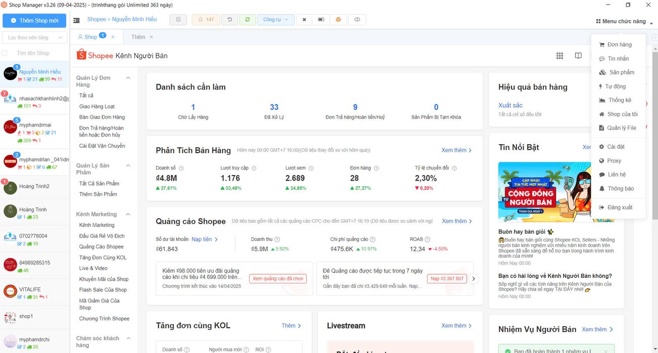 AutoShopee Dashboard
